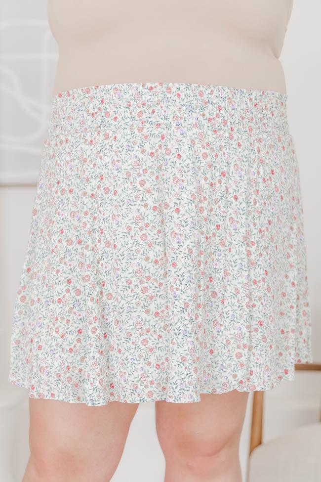 One More Time Ivory/Multi Floral Skirt FINAL SALE Product Image