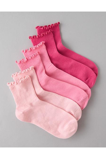 AE Ruffle Trim Boyfriend Socks 3-Pack Women's Product Image