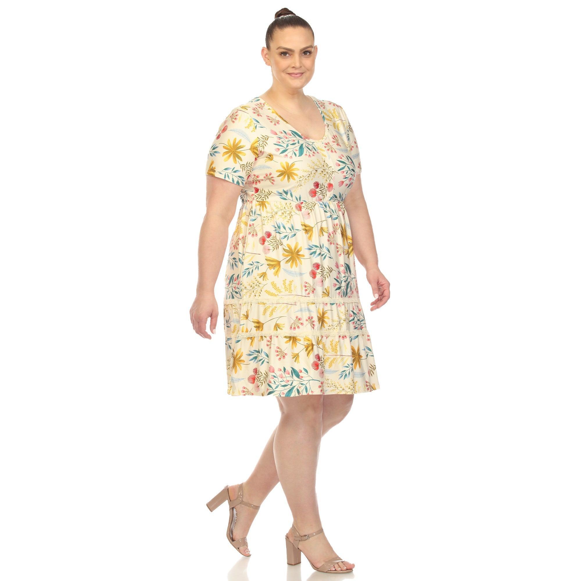 Floral Short Sleeve Knee Length Dress - Plus Product Image