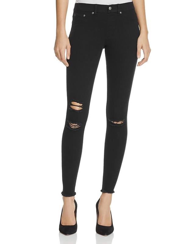 HUE Ripped Knee Denim Leggings (Ink Wash) Women's Jeans Product Image