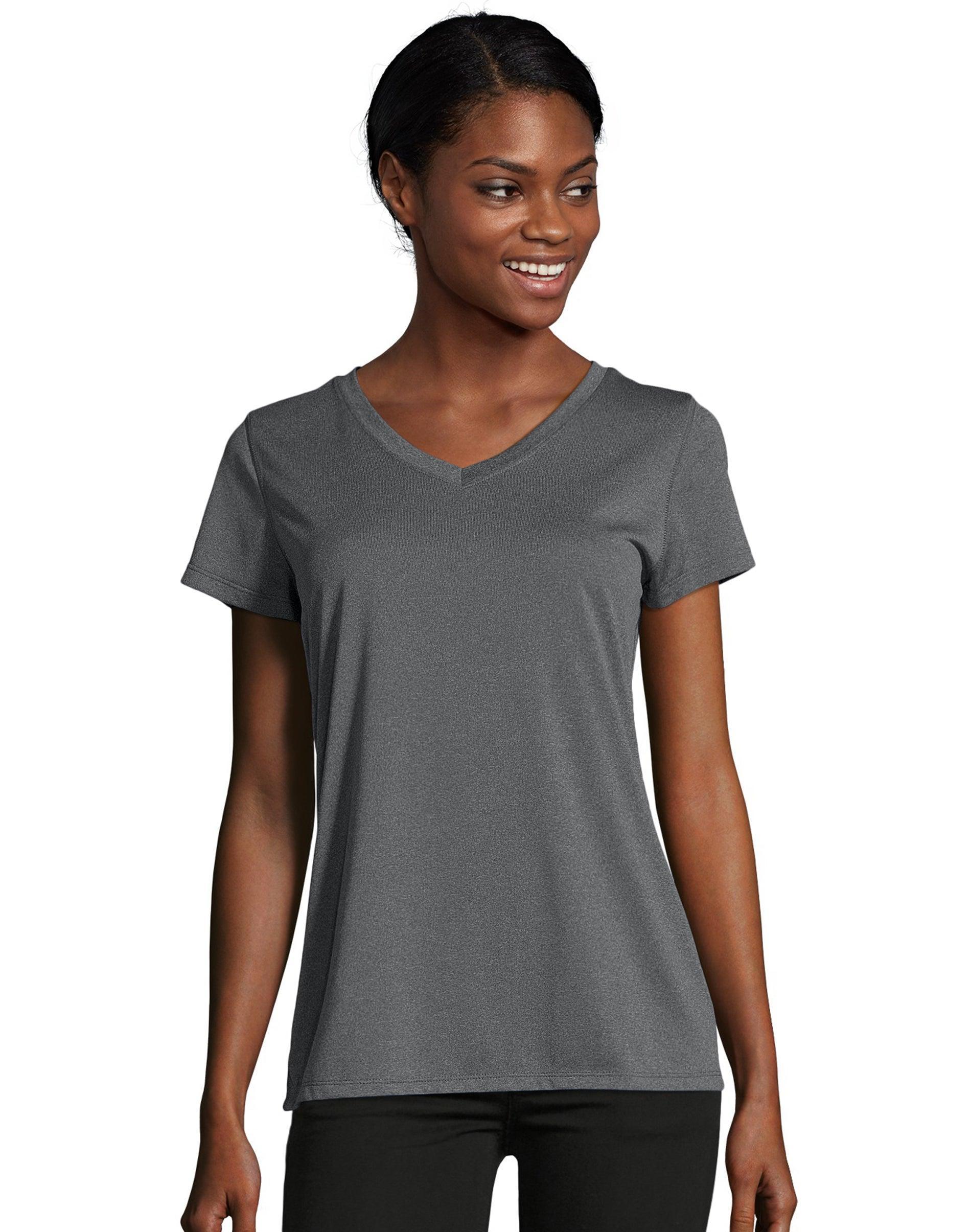 Hanes Sport Womens Performance V-Neck T-Shirt Awesome Blue Heather S product image