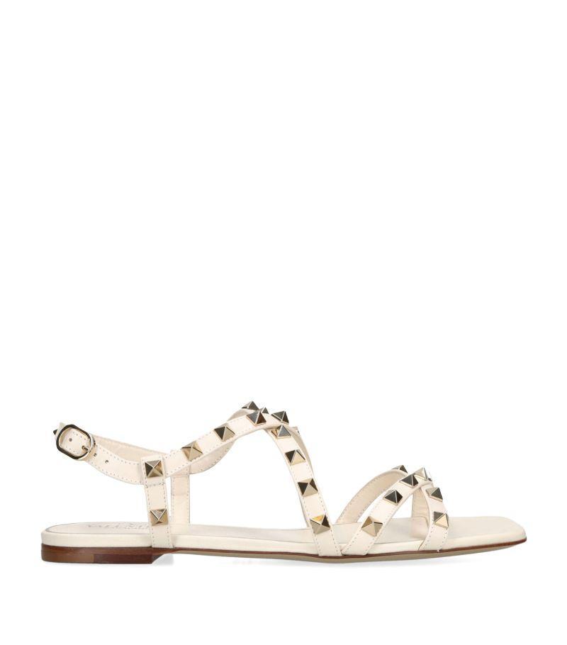 Leather Rockstud Sandals In White Product Image