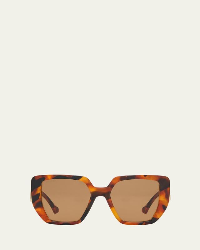 Gucci Womens Generation 54mm Havana Square Sunglasses - Spotted Havana Black/Amber Product Image