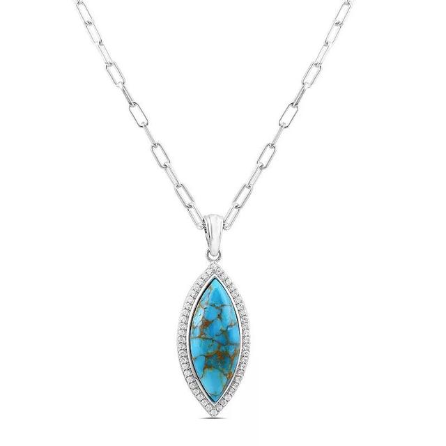 Gemistry Sterling Silver Gemstone Pendant Necklace, Womens Sonoran Turquoise Product Image