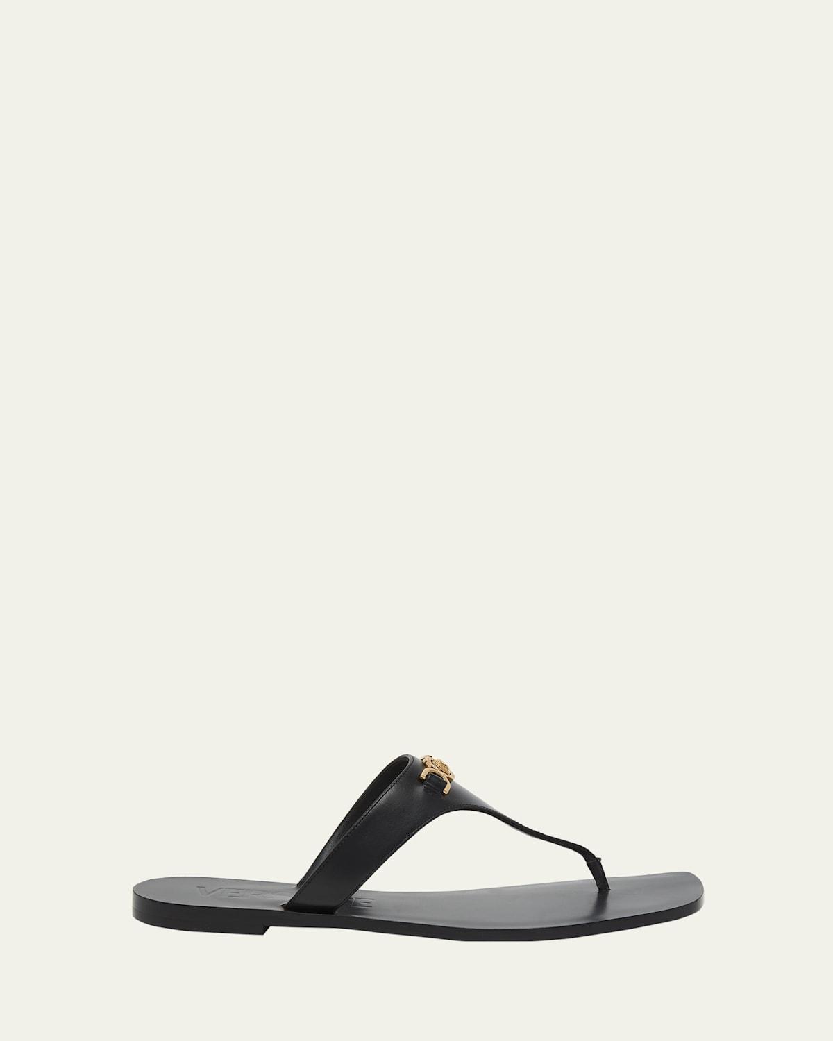 Medusa Leather Flat Thong Sandals Product Image