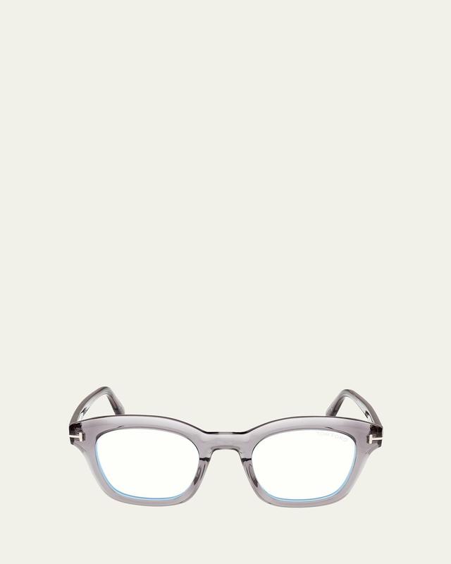 Mens Acetate Blue Blocking Square Glasses Product Image