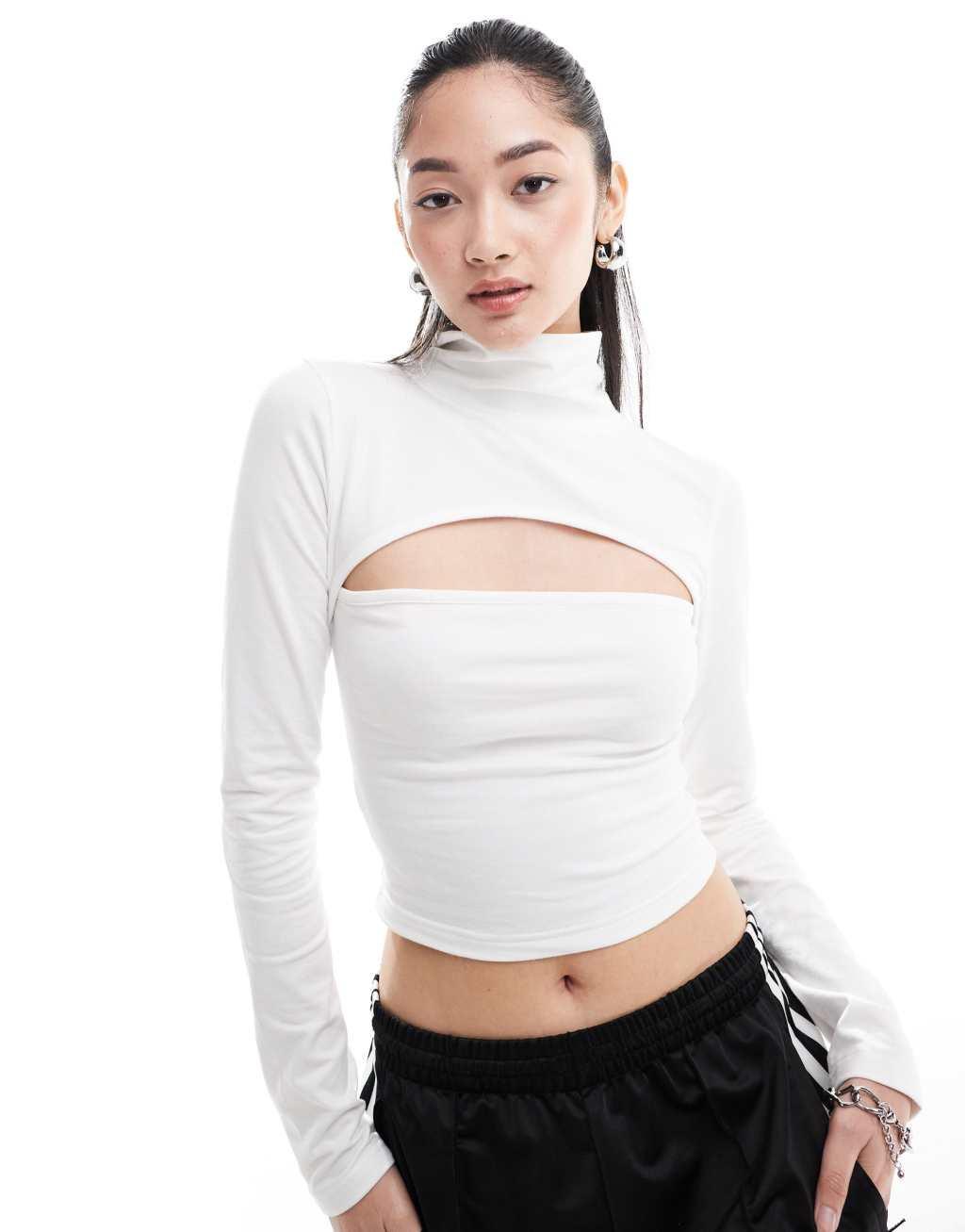 Daisy Street long sleeved cut out top in white product image