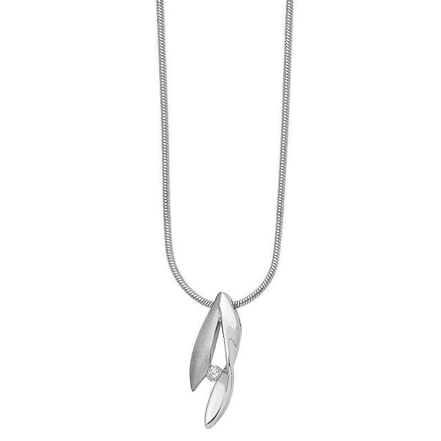 White Ice Sterling Silver Satin & Polished Diamond Accent Necklace, Womens Product Image