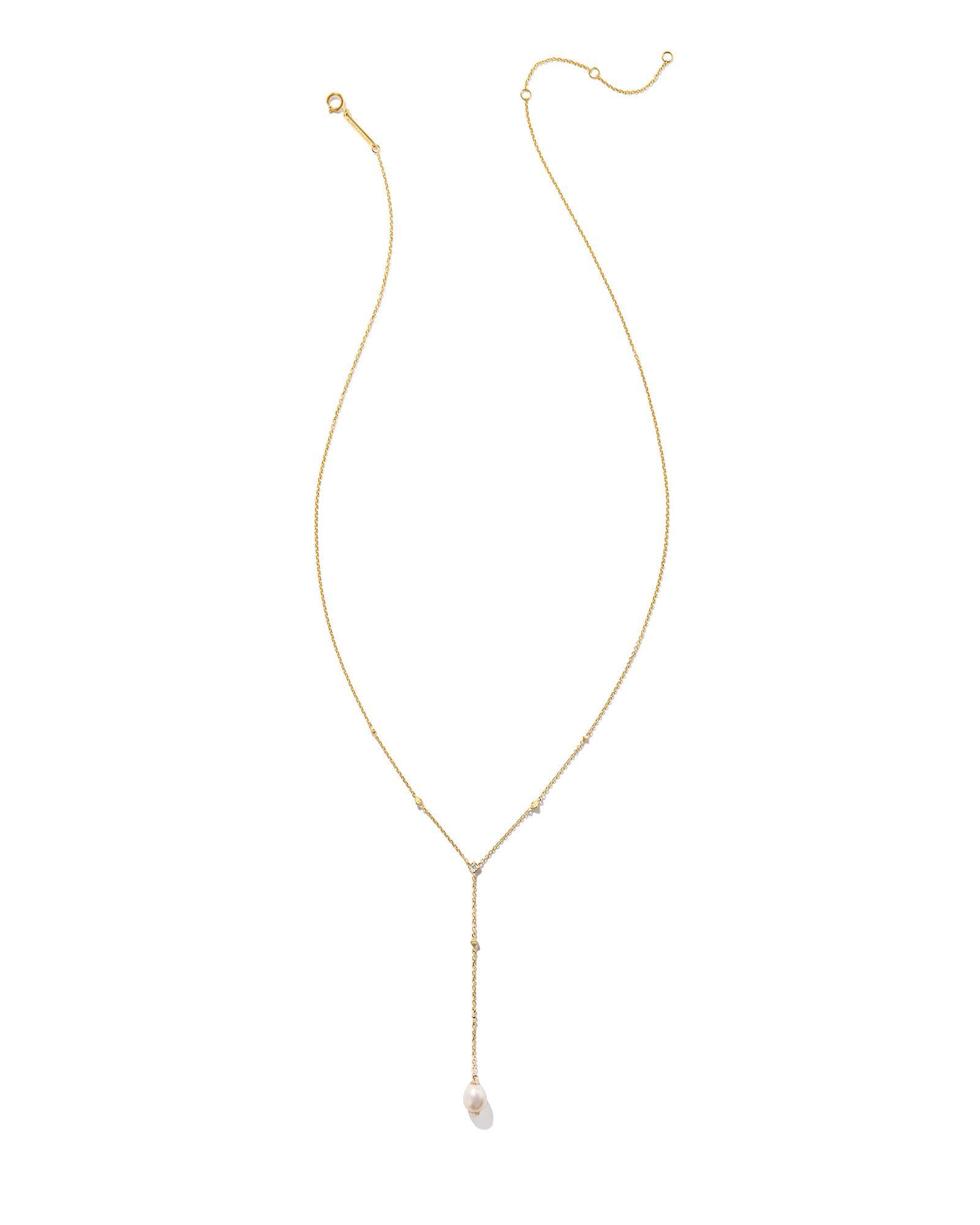 Michelle 14k Yellow Gold Y Necklace in Freshwater Cultured Pearl Product Image