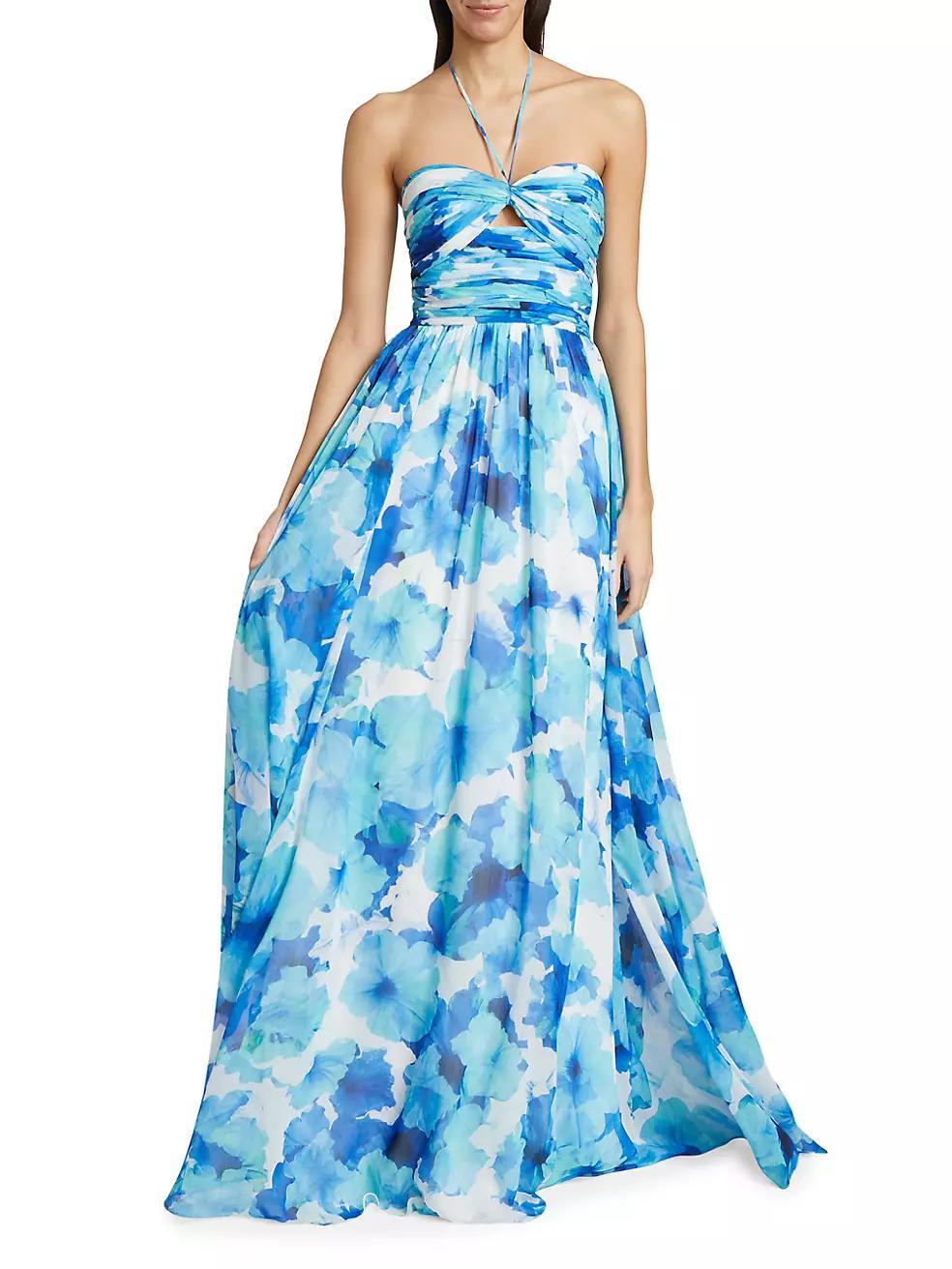 Emilia Floral Chiffon Halterneck Gown Product Image