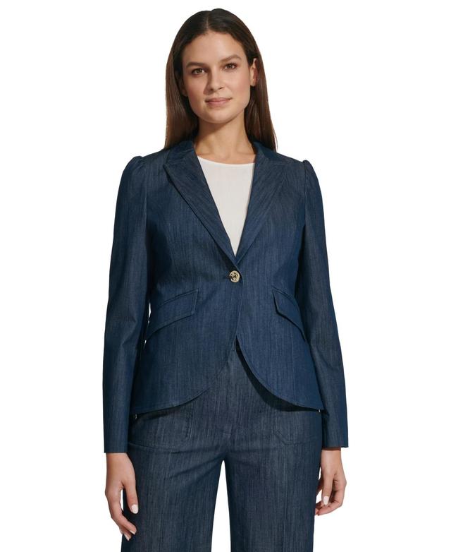 Tommy Hilfiger Womens Puff-Sleeve Single-Button Blazer Product Image