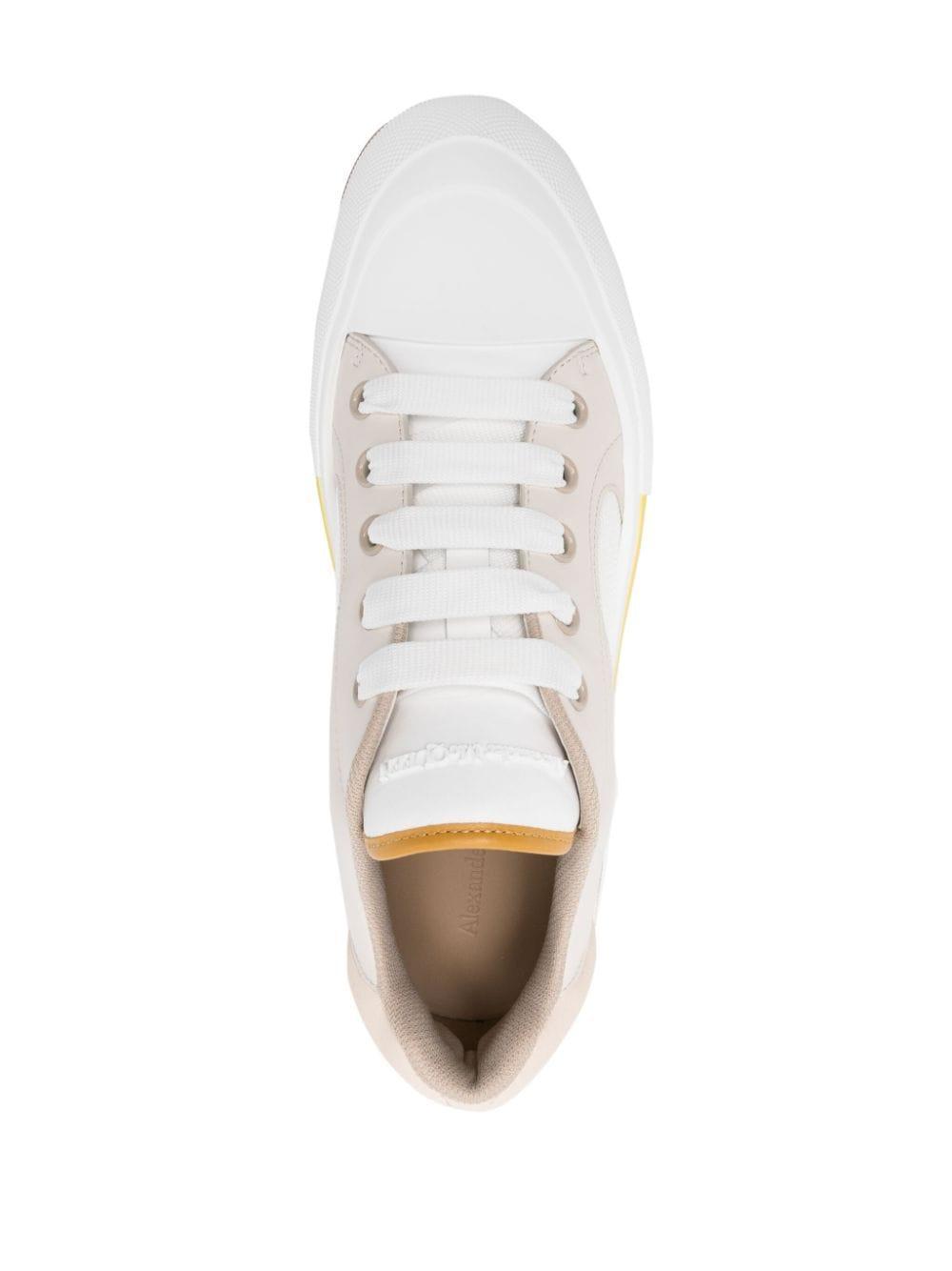 Seal-embroidered Leather Sneakers In White Product Image