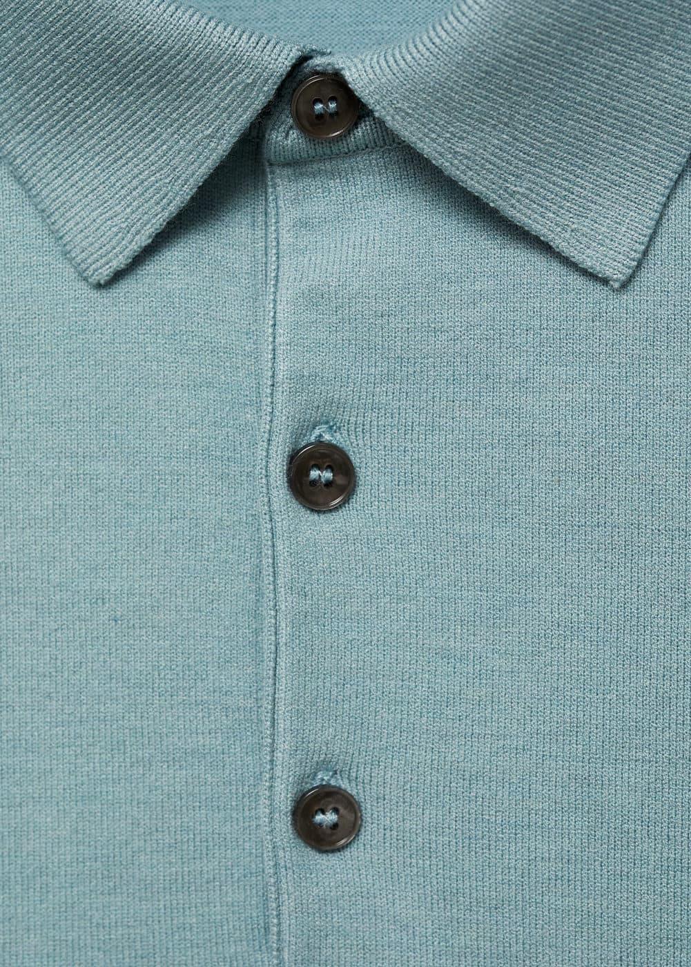 MANGO MAN - Fine-knit polo shirt turquoiseMen Product Image