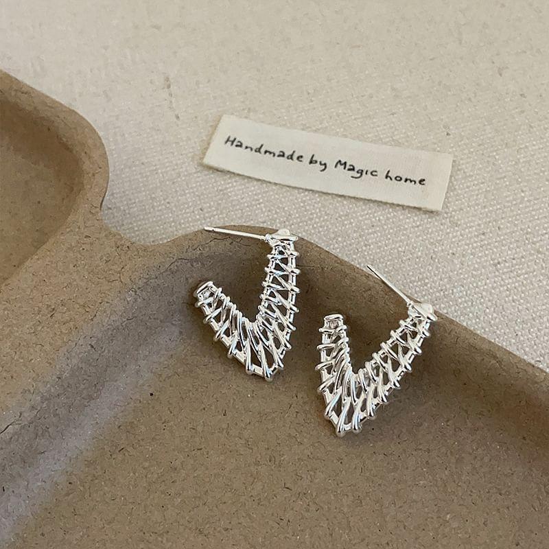 925 Sterling Silver Heart Drop Earring Product Image