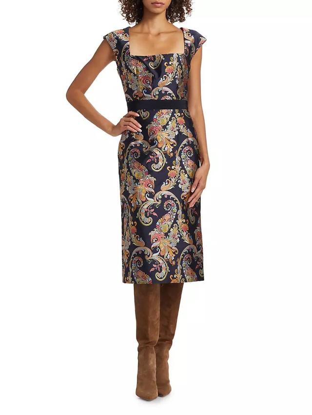 Floral Satin Sheath Dress Product Image