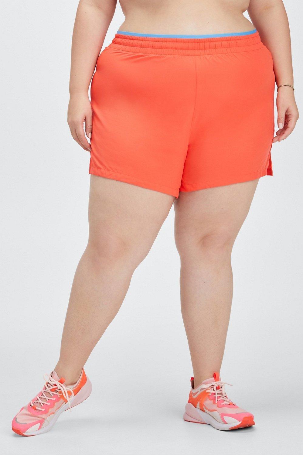 Fabletics Breathe Run Short Womens Orange Nectar/Island Escape/Reflective Silver plus Size 3X Product Image