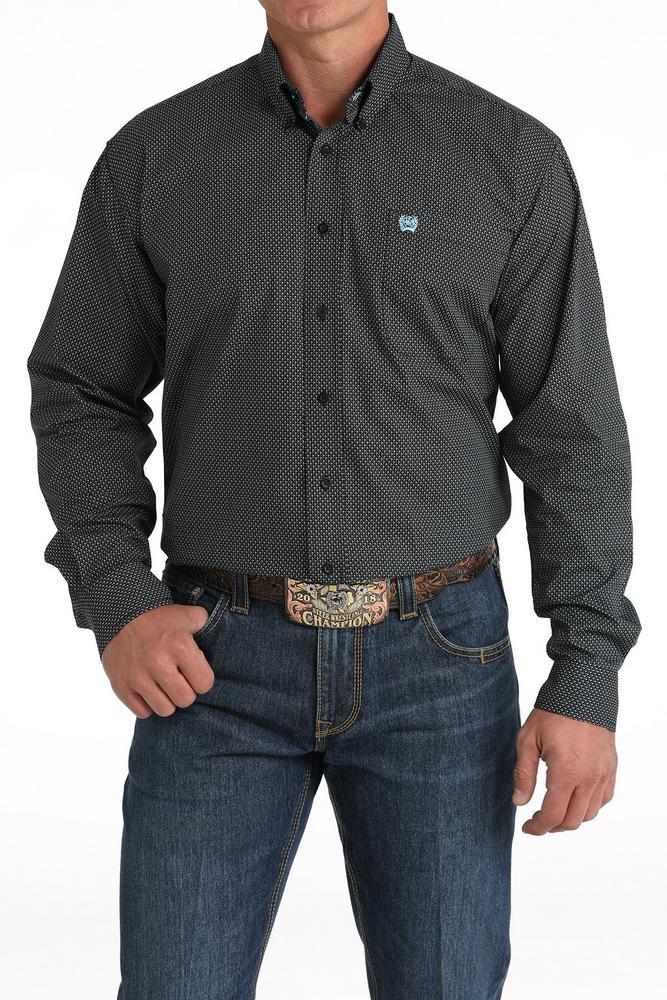 Cinch® Men's L/S Black Geo Print Button Shirt Product Image