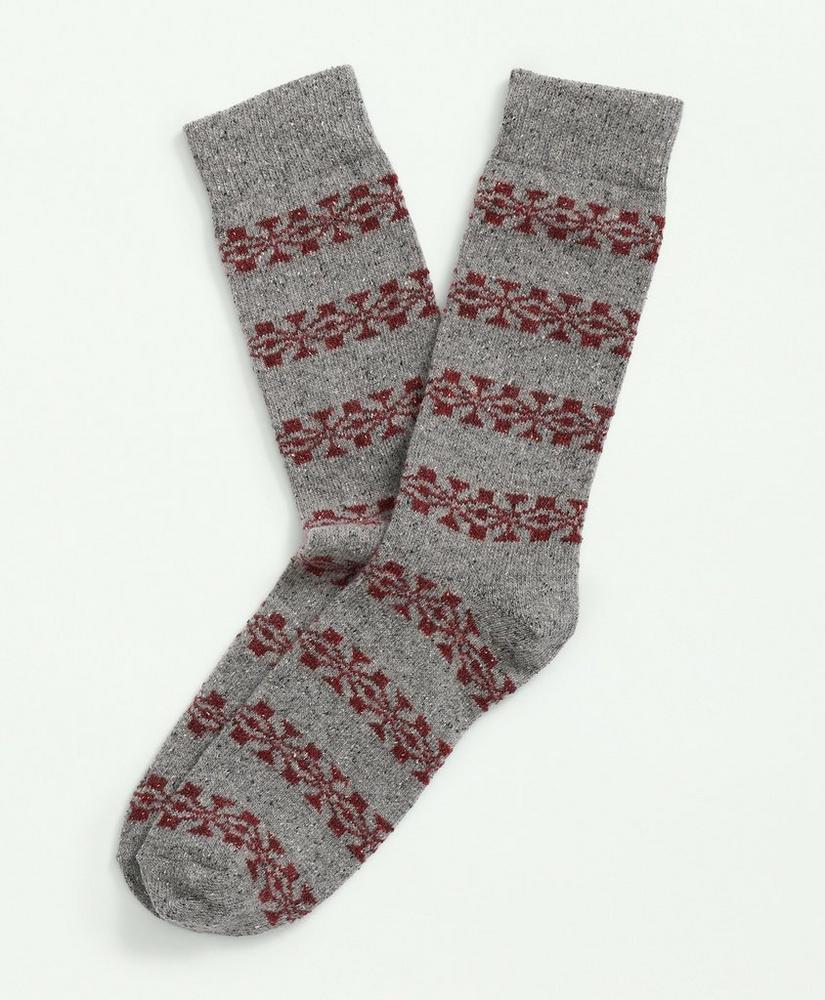 Wool-Silk Blend Flecked Fair Isle Socks Product Image