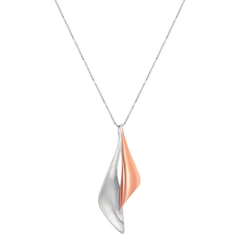 Sterling Silver Two-Tone Ribbon Pendant Necklace, Womens Product Image