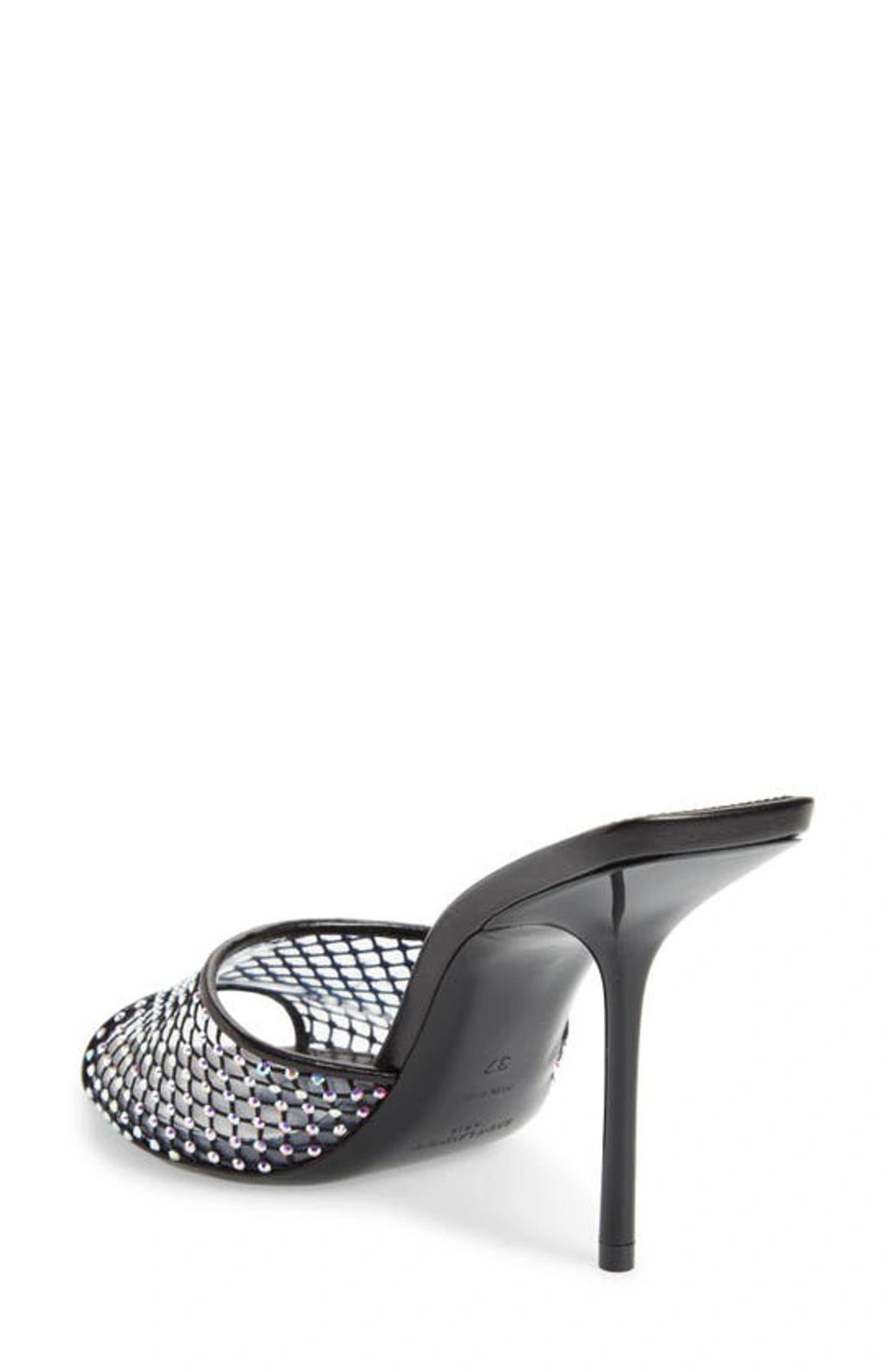 Logo Printed Embellished Slip-on Mules In Nero Crystal Product Image