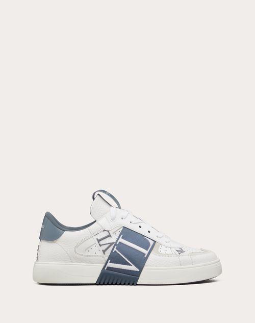 VL7N LOW-TOP CALFSKIN AND FABRIC SNEAKER WITH BANDS Product Image