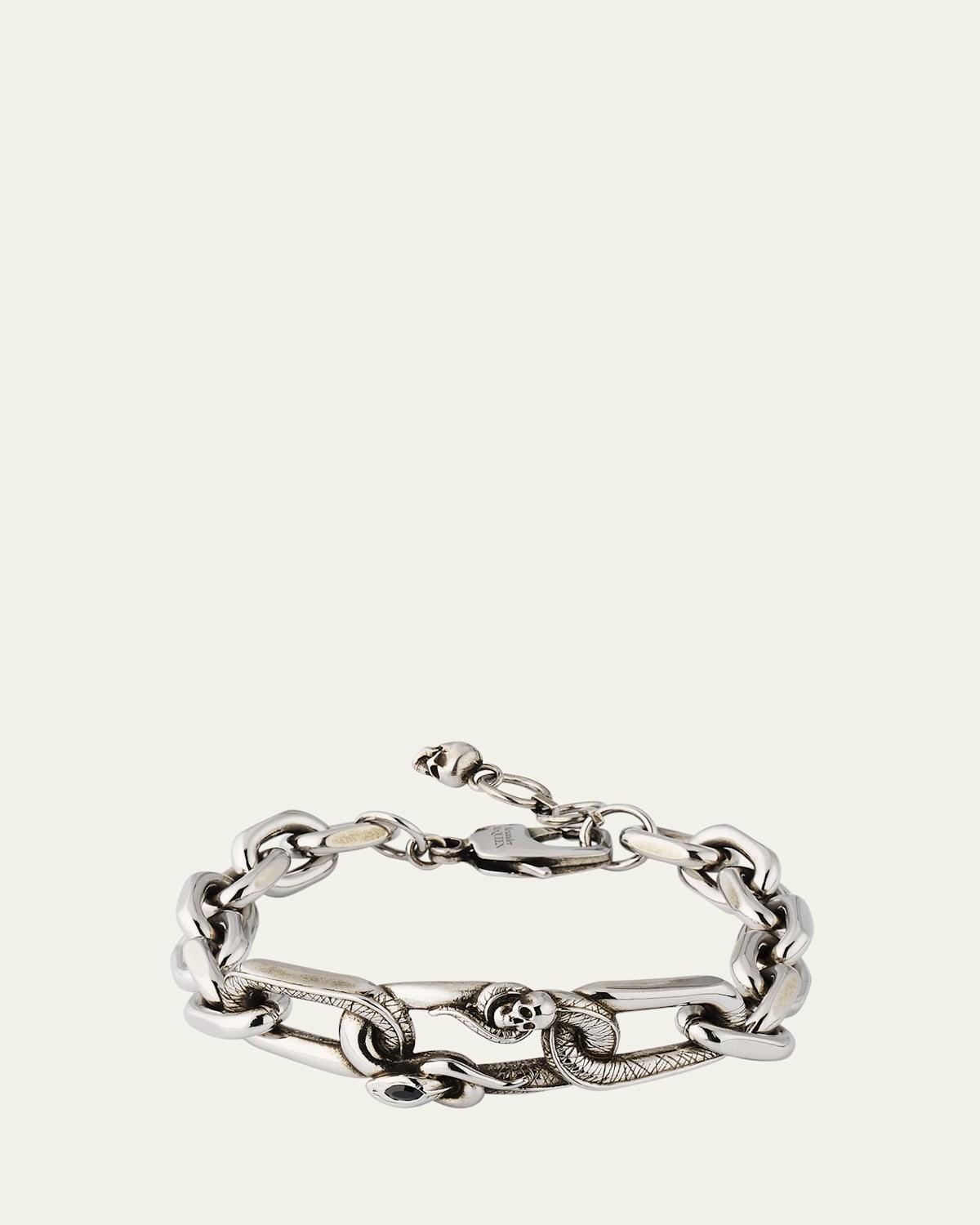 Mens Snake and Skull Chain Bracelet Product Image