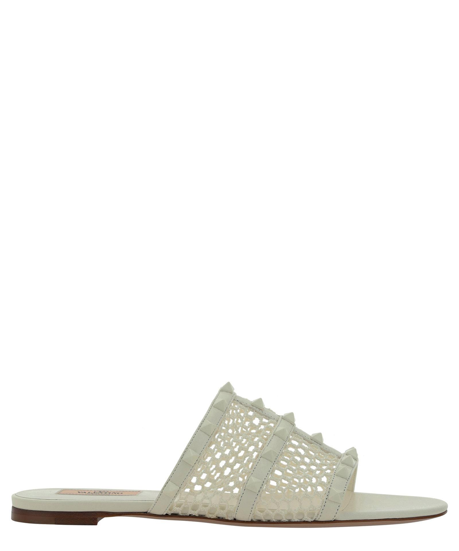 VALENTINO GARAVANI Rockstud Sandals In White Product Image