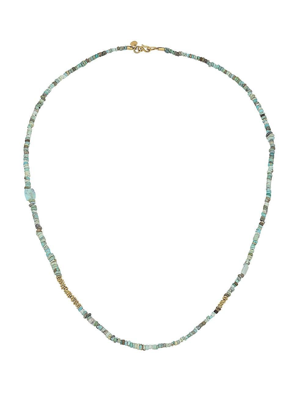 Womens 22K Yellow Gold & Turquoise Beaded Necklace product image