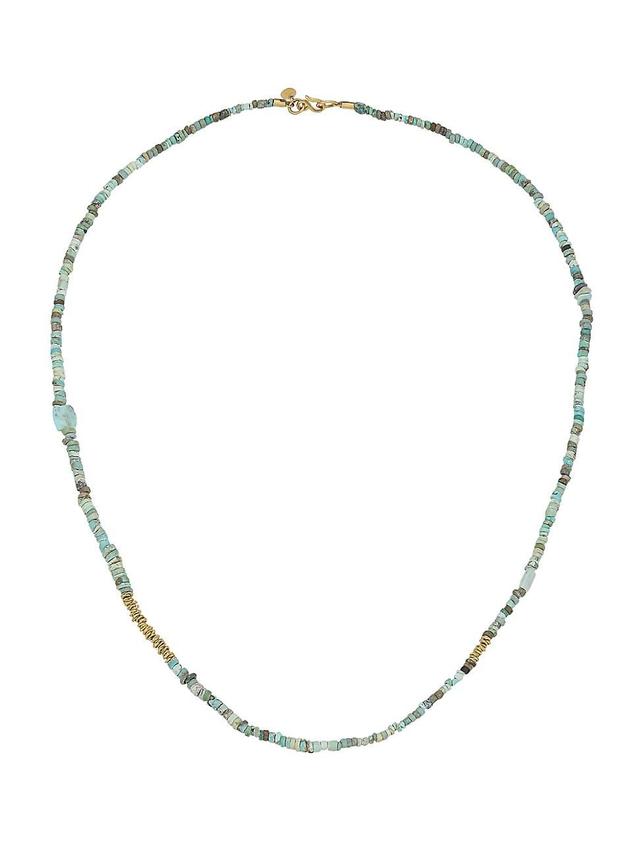 Womens 22K Yellow Gold & Turquoise Beaded Necklace Product Image