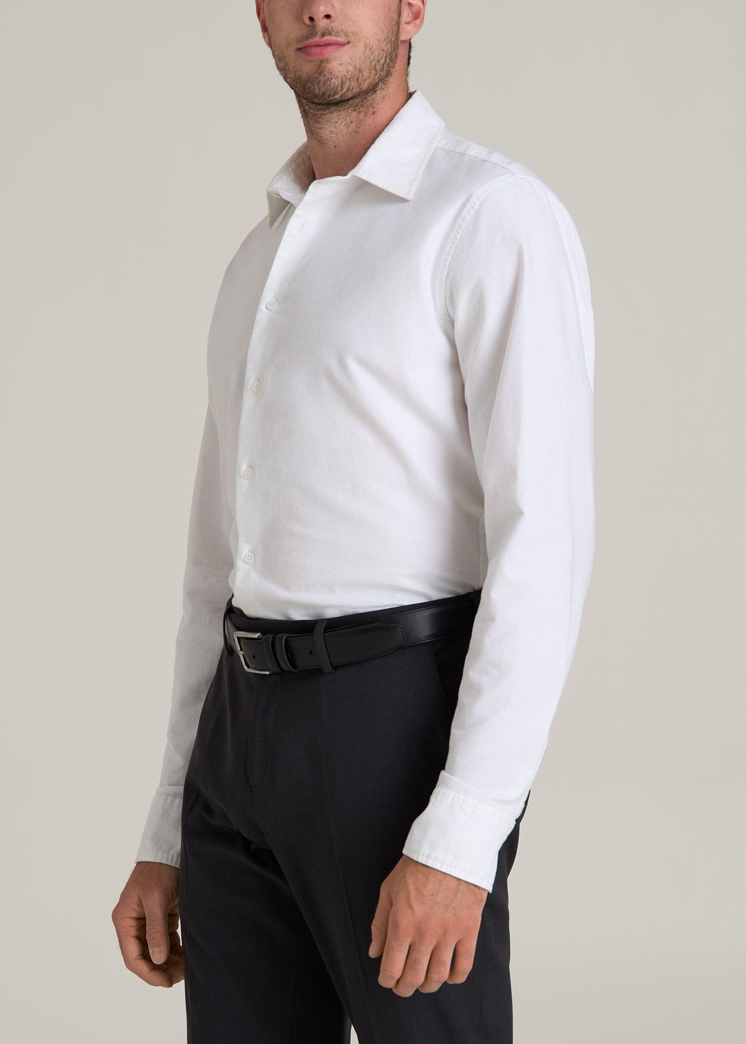 Pinpoint Oxford Shirt for Tall Men in White Male Product Image