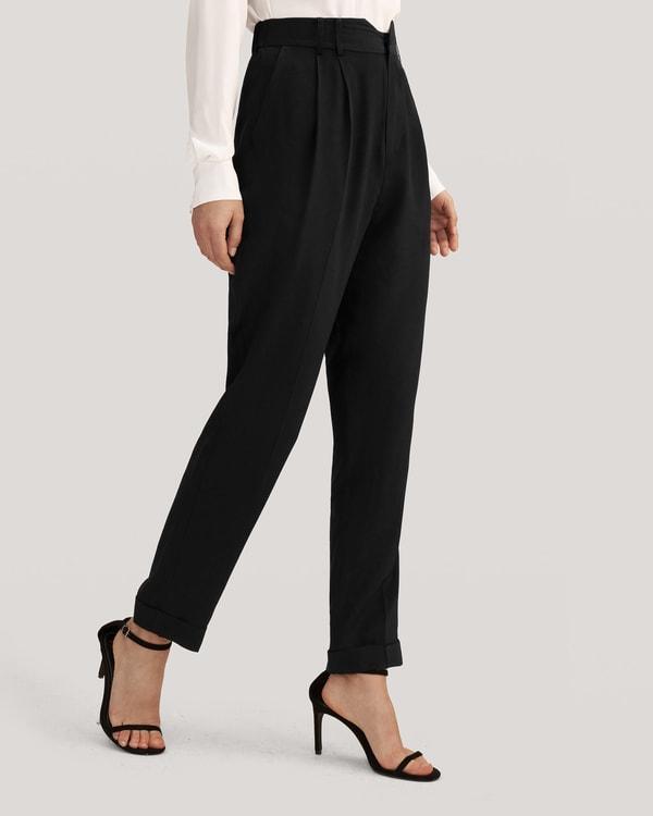 Tucked Tapered Silk Pants Product Image