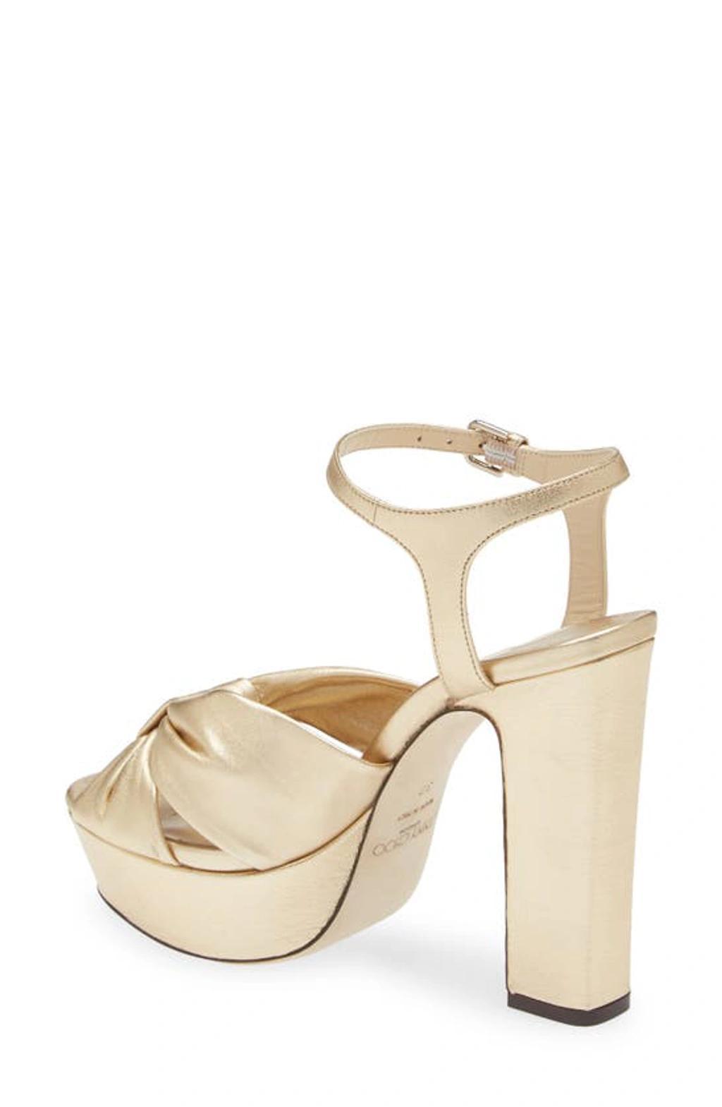 Heloise Metallic Ankle-strap Platform Sandals In Gold Product Image