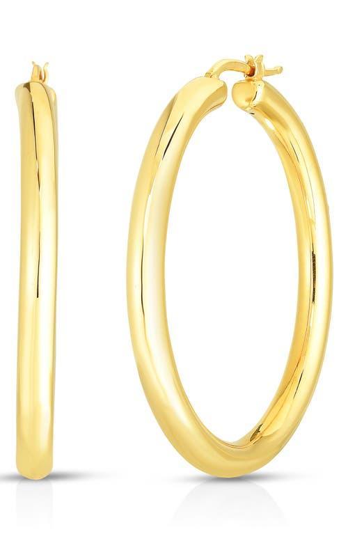 Womens 18K Yellow Gold Round Tubular Hoop Earrings, 43MM Product Image