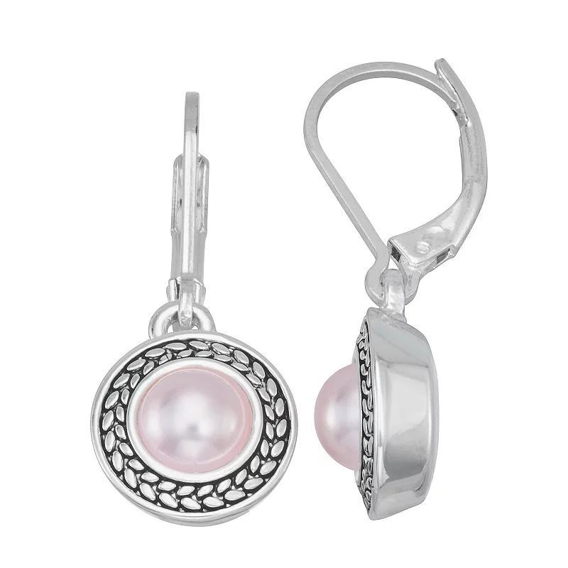 Napier Silver Tone Pink Pearl Drop Earrings, Womens Product Image