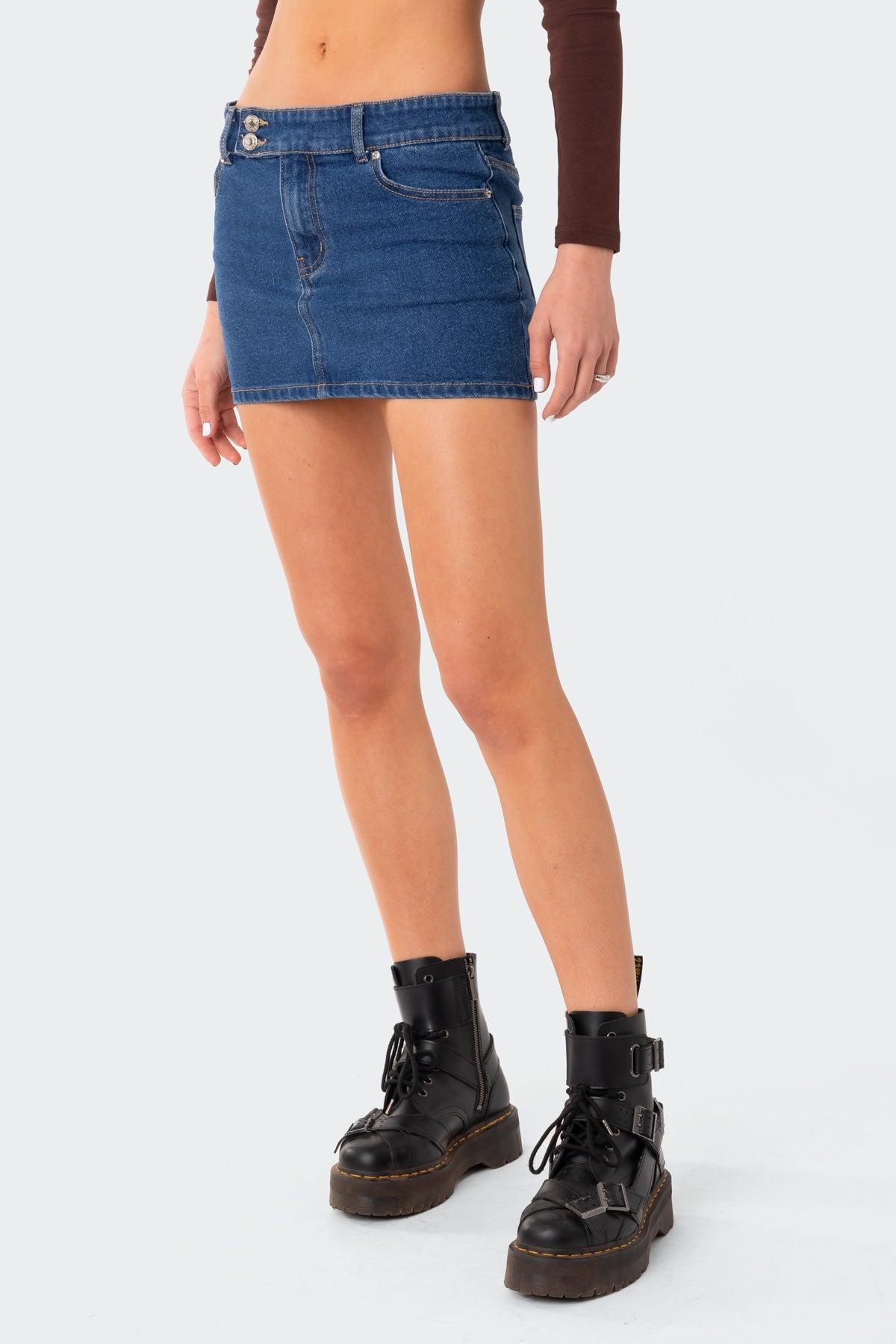 Laiha Low-Rise Denim Mini Skirt Product Image