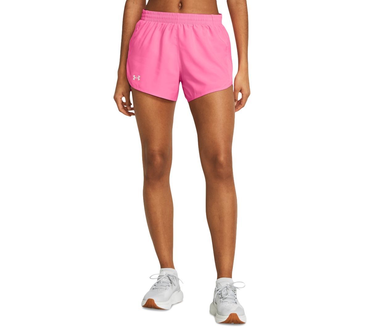 Under Armour Womens Fly By Mesh-Panel Running Shorts - Fluo Pink / Fluo Pink Product Image