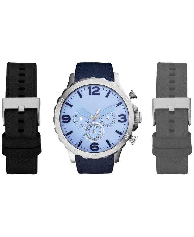 American Exchange Mens Chronograph Interchangeable Strap Watch 50mm Gift Set Product Image