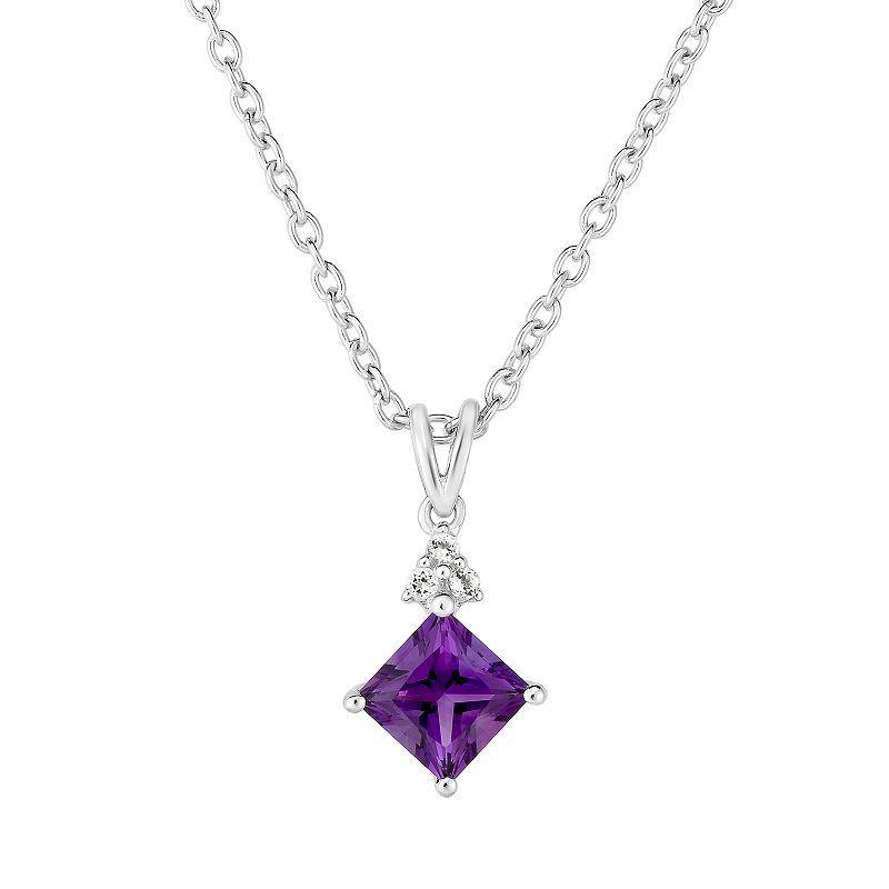 Sterling Silver Amethyst & White Topaz Pendant Necklace, Womens Product Image