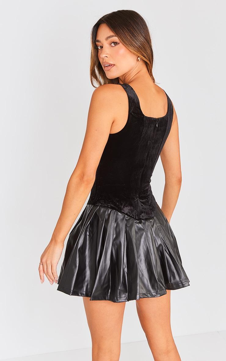 Black Pleated Detail Shift Dress Product Image