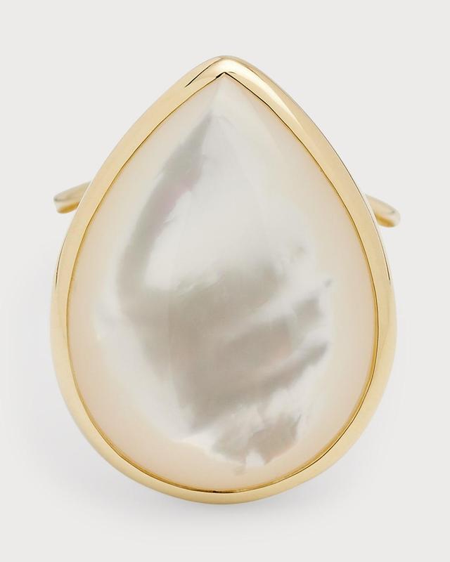 Womens Polished Rock Candy 18K Yellow Gold & Mother-Of-Pearl Medium Teardrop Ring Product Image