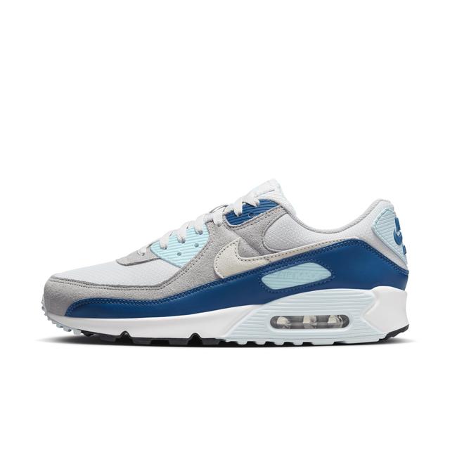 Nike Mens Nike Air Max 90 - Mens Shoes White/Blue/Grey Product Image