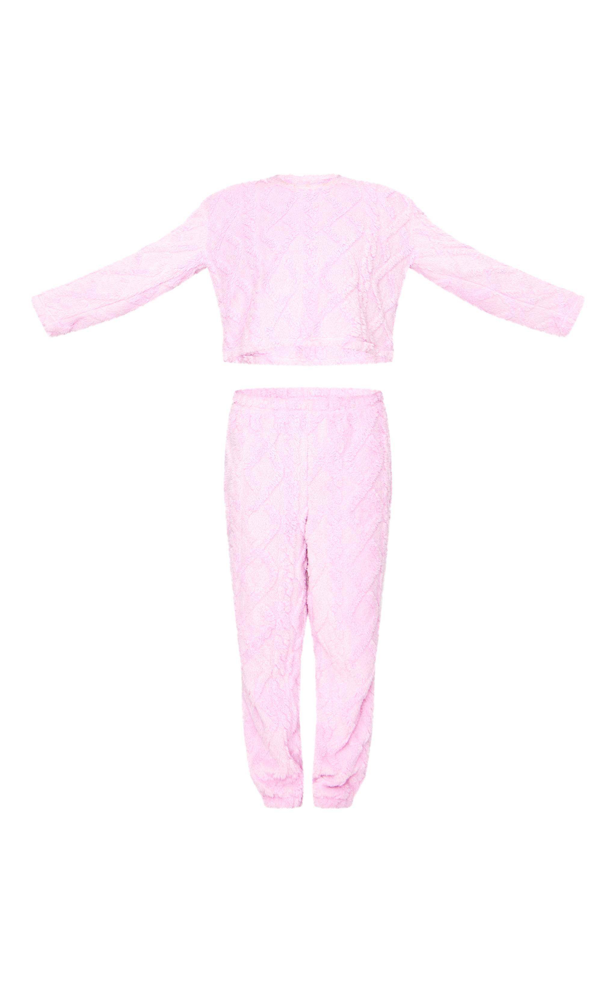 Pink Cable Fleece Long Pj Set Product Image