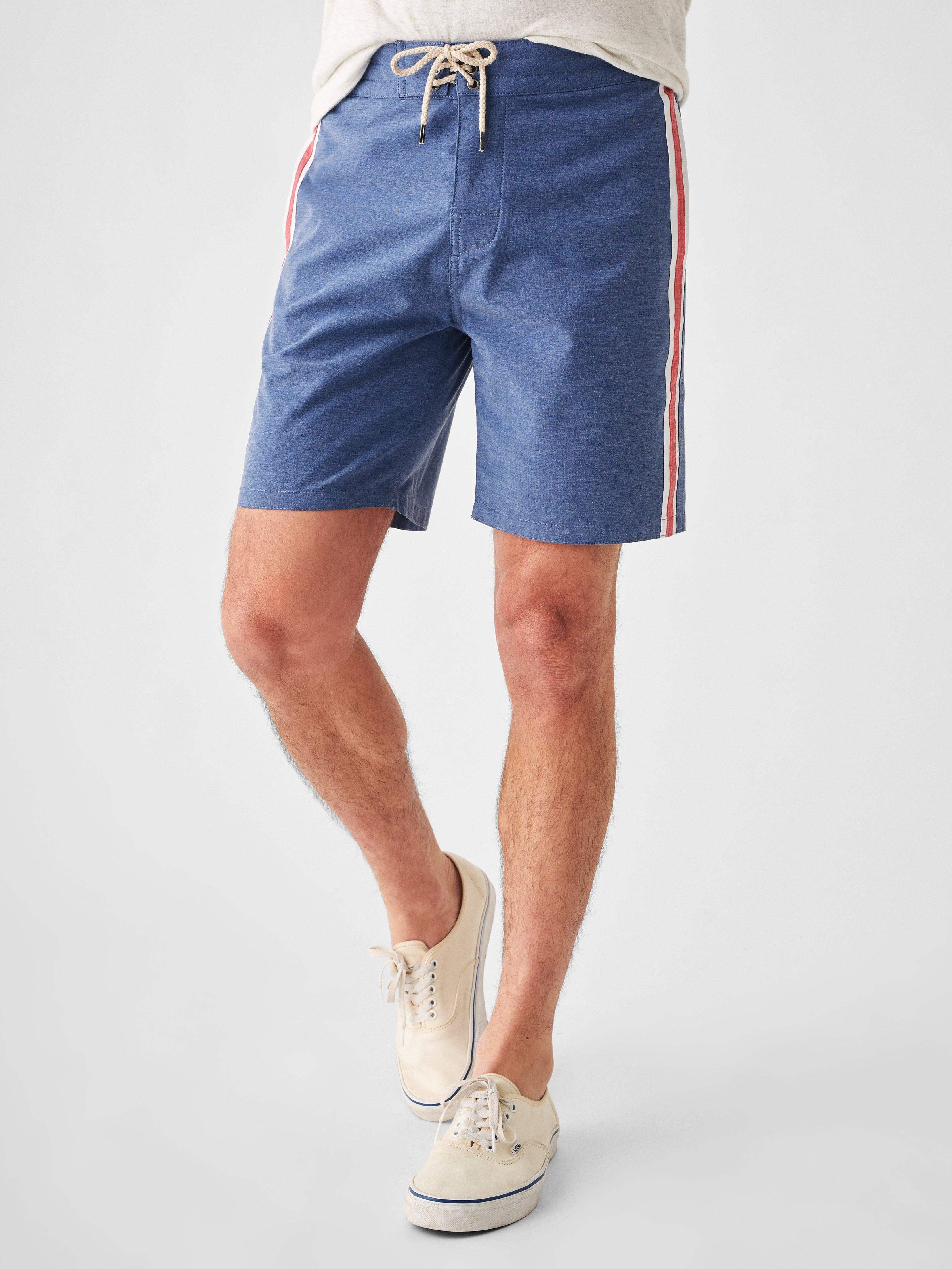 Retro Surf Stripe Boardshort (7" Inseam) - Blue Red Stripe Male product image