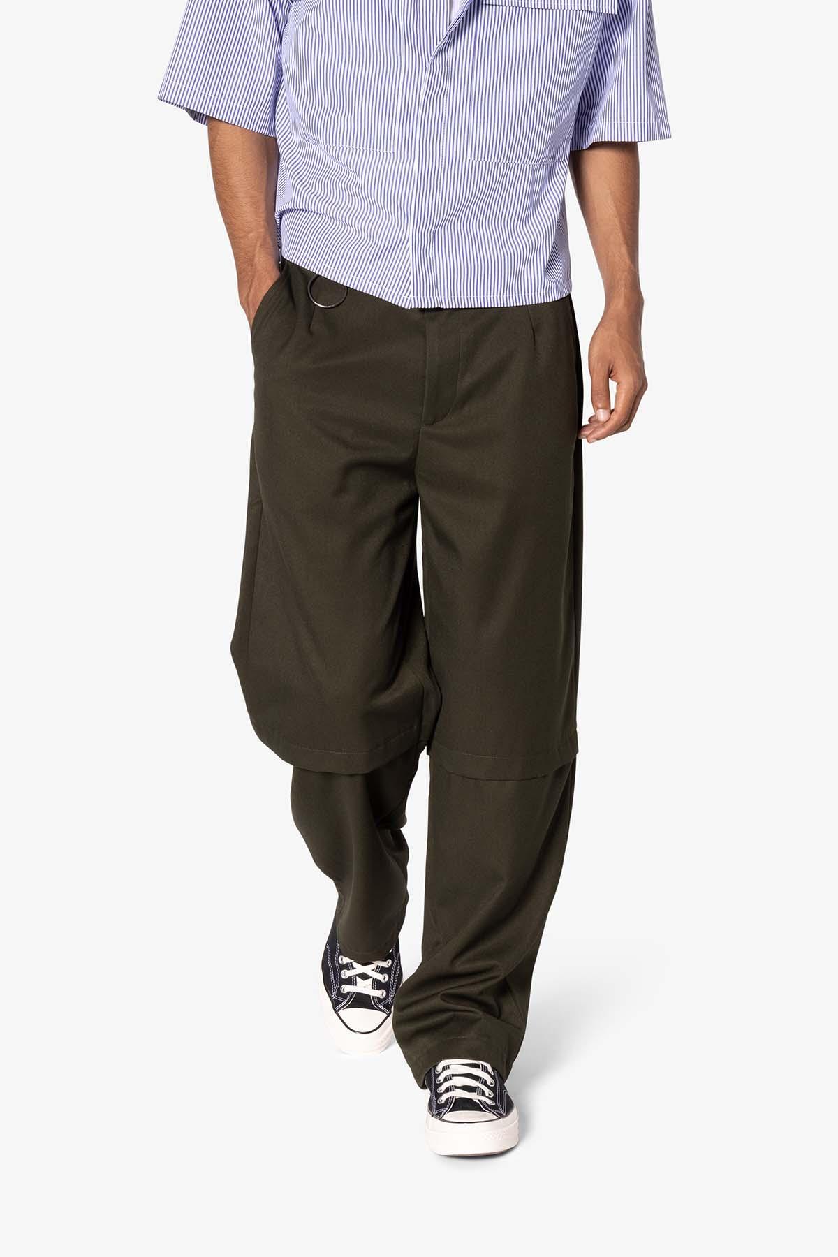 Brushed Twill Layered Pants - Olive Product Image