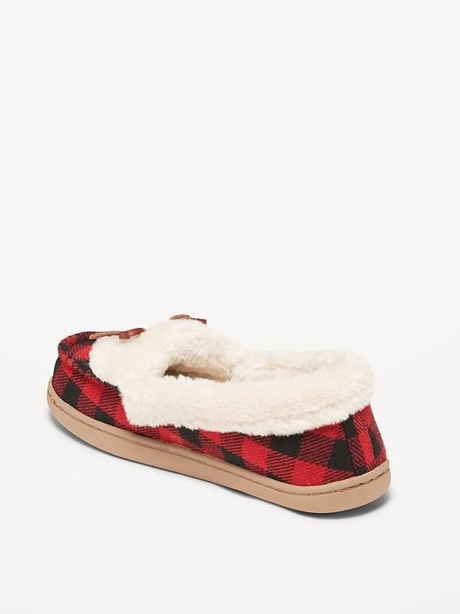 Sherpa-Lined Gingham Cozy Moccasin Slippers Product Image