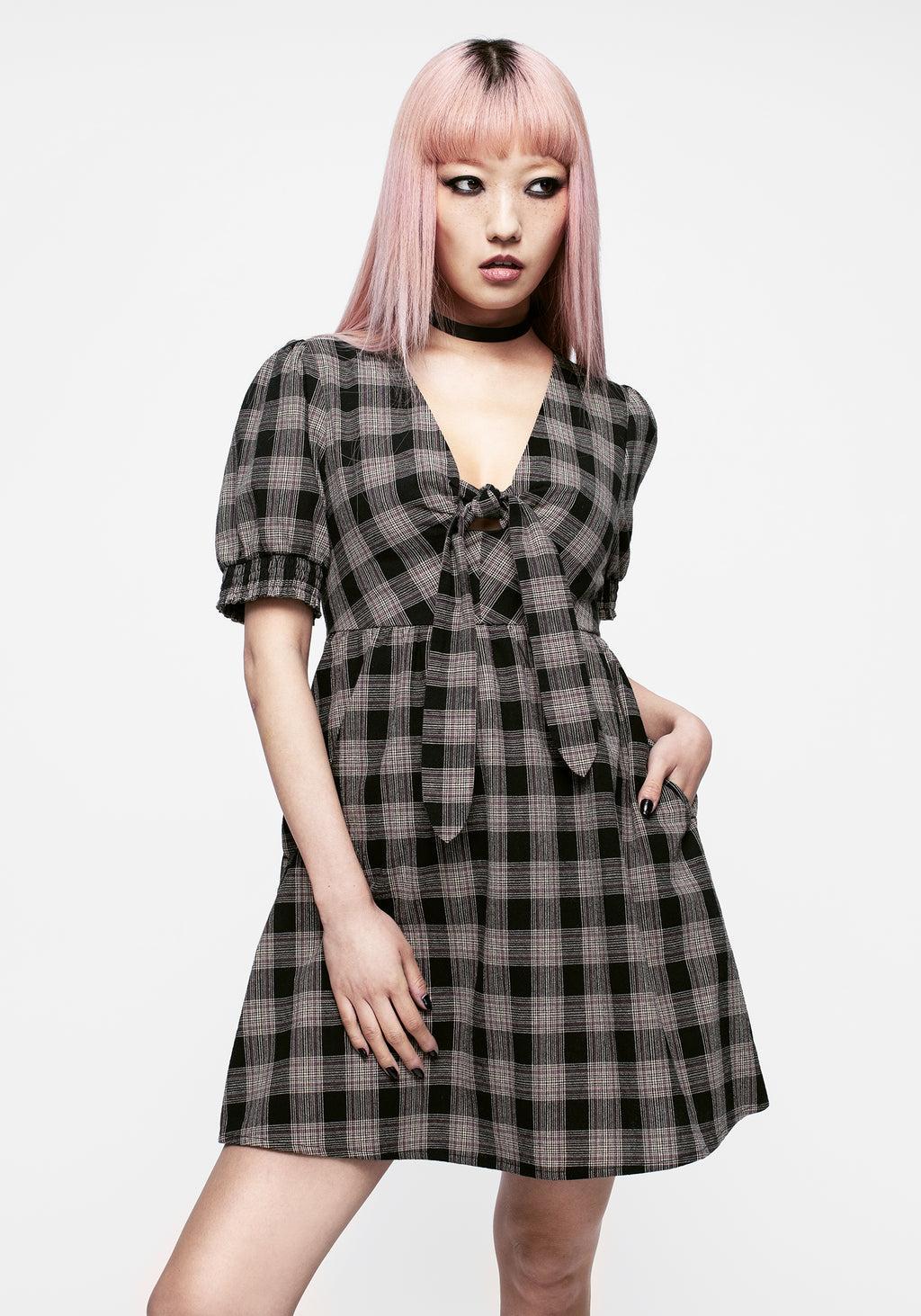 Glenda Check Mini Dress Product Image