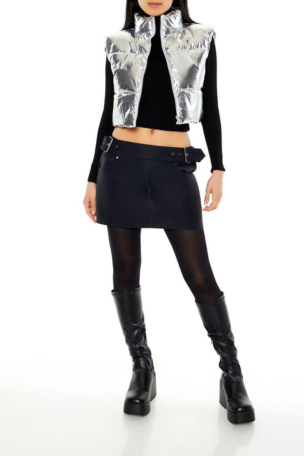 Quilted Metallic Cropped Vest | Forever 21 Product Image