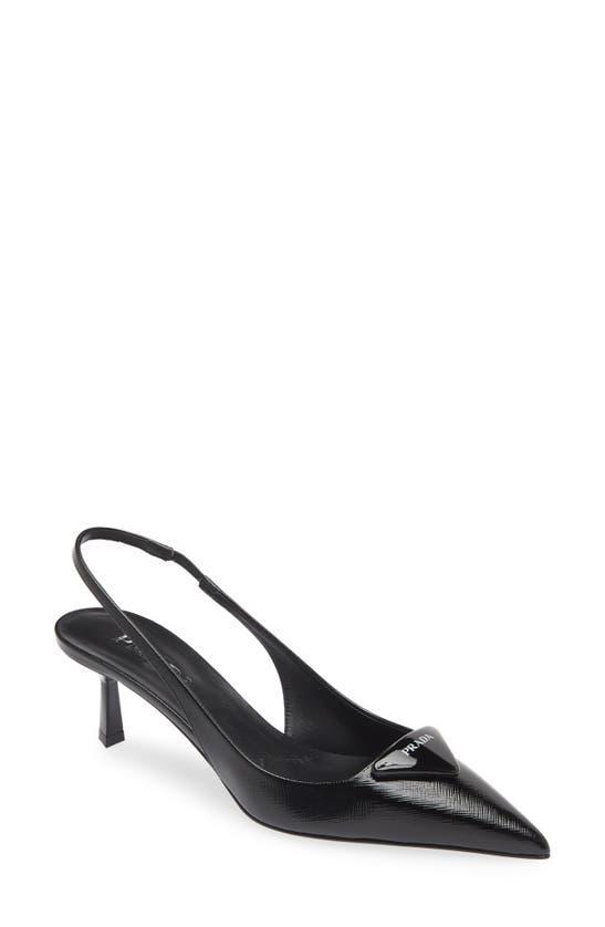 PRADA Pointed Toe Slingback Pumps In Black Product Image