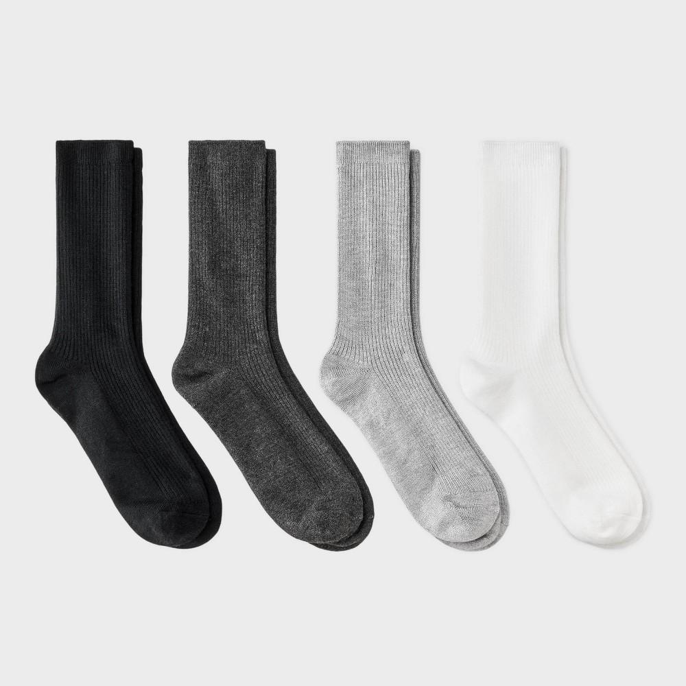 Womens Ultra Soft Everyday Rib-Knit 4pk Crew Socks - Auden 4-10 Product Image