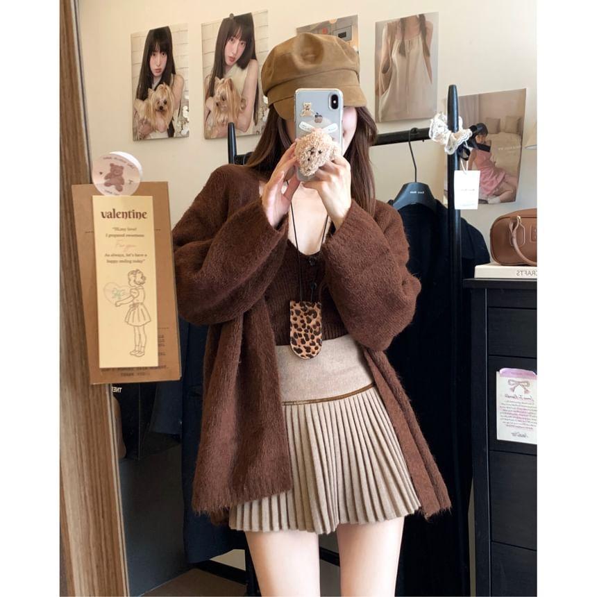 High Waist Accordion Pleated Mini A-Line Skirt Product Image